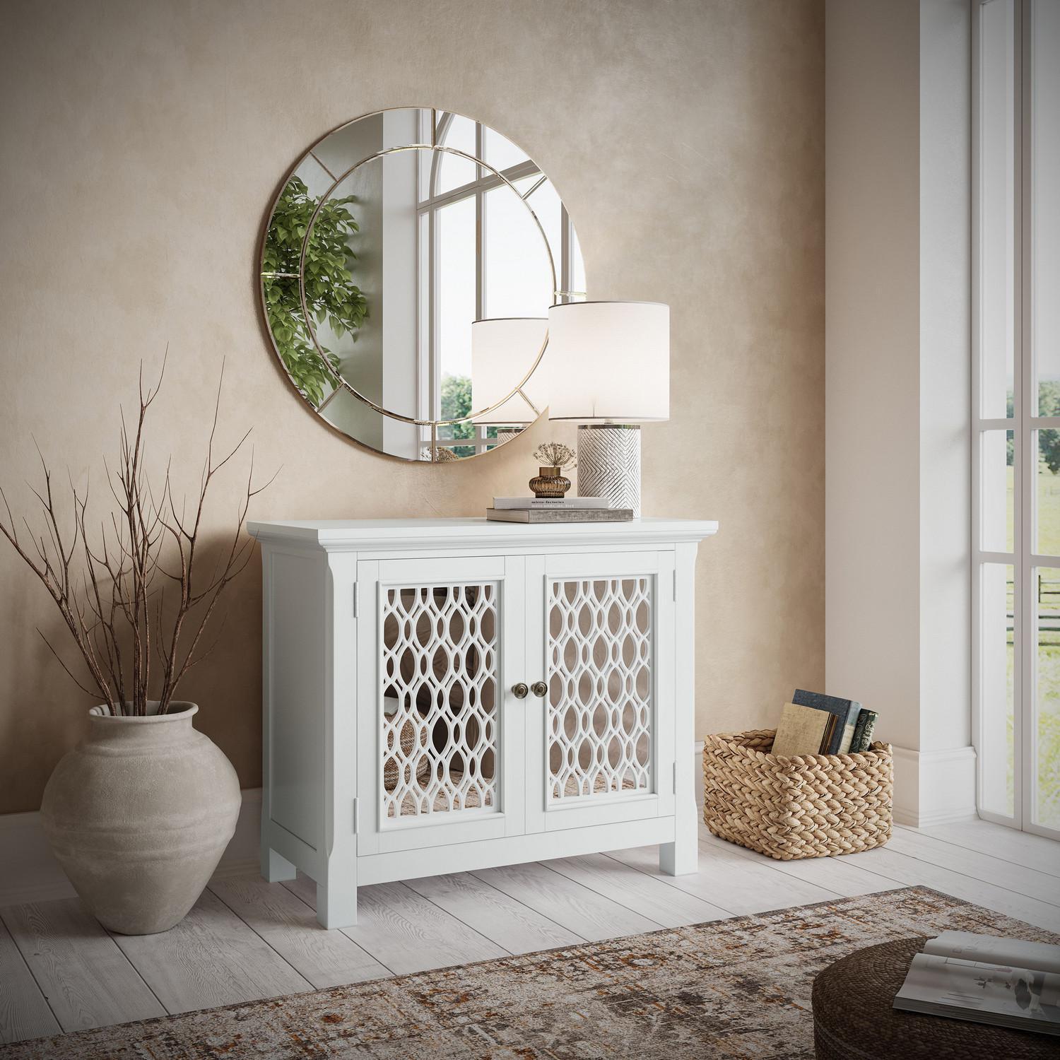 Isabella 38" Accent Cabinet (White Finish Wood & Mirror) - Image 6