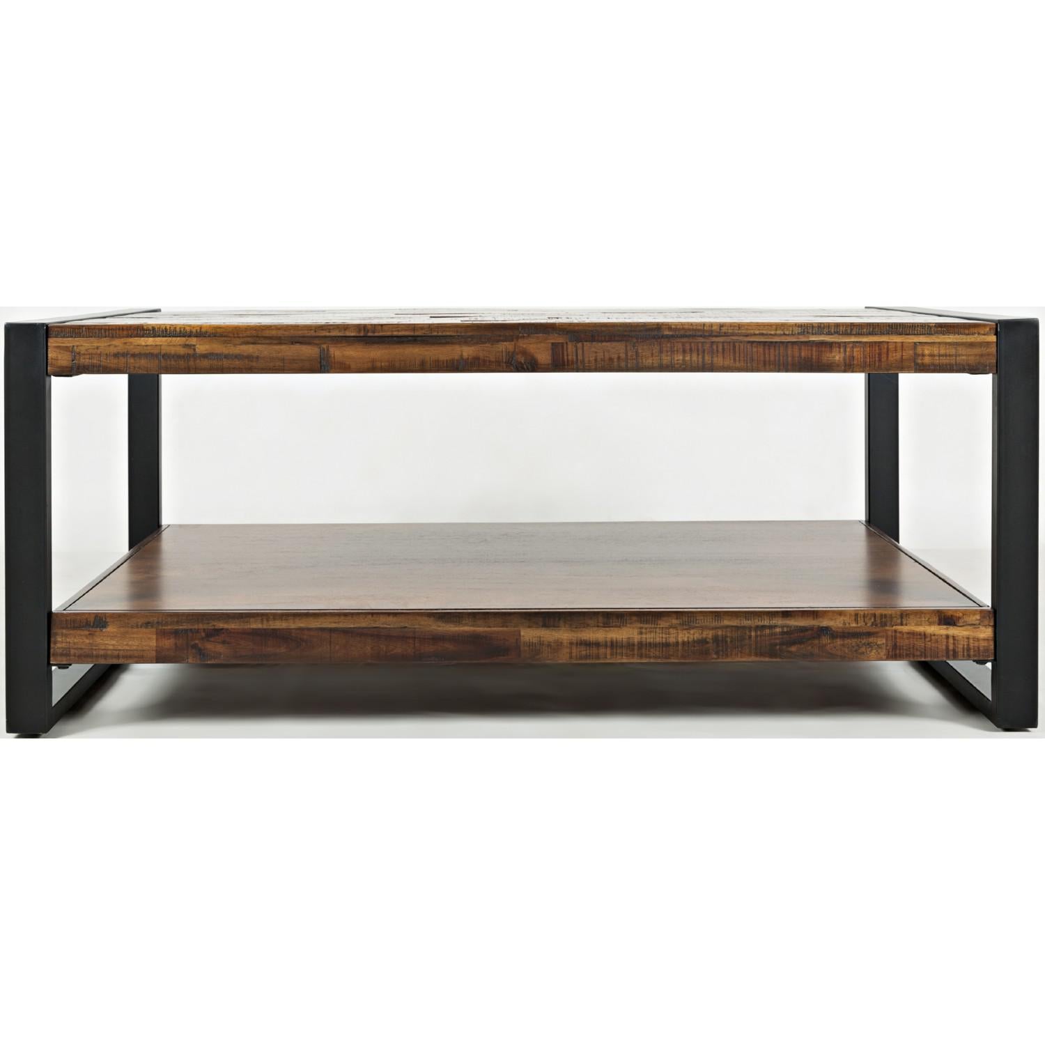 Loftworks Cocktail Table (Distressed Wood with Square Steel Legs) - Image 4