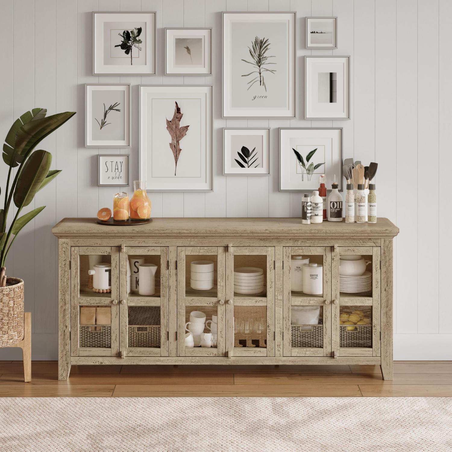 Rustic Shores 70" Sideboard Cabinet (Distressed Grey) - Image 8