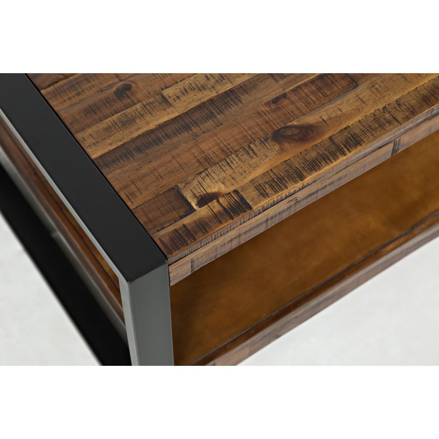 Loftworks Cocktail Table (Distressed Wood with Square Steel Legs) - Image 3