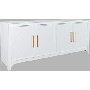Gramercy 79" Chevron Accent Cabinet (Brushed White)