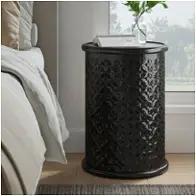 Global Archive Hand-Carved Accent Table (Antique Black)