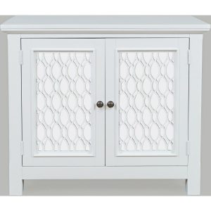 Isabella 38" Accent Cabinet (White Finish Wood & Mirror)