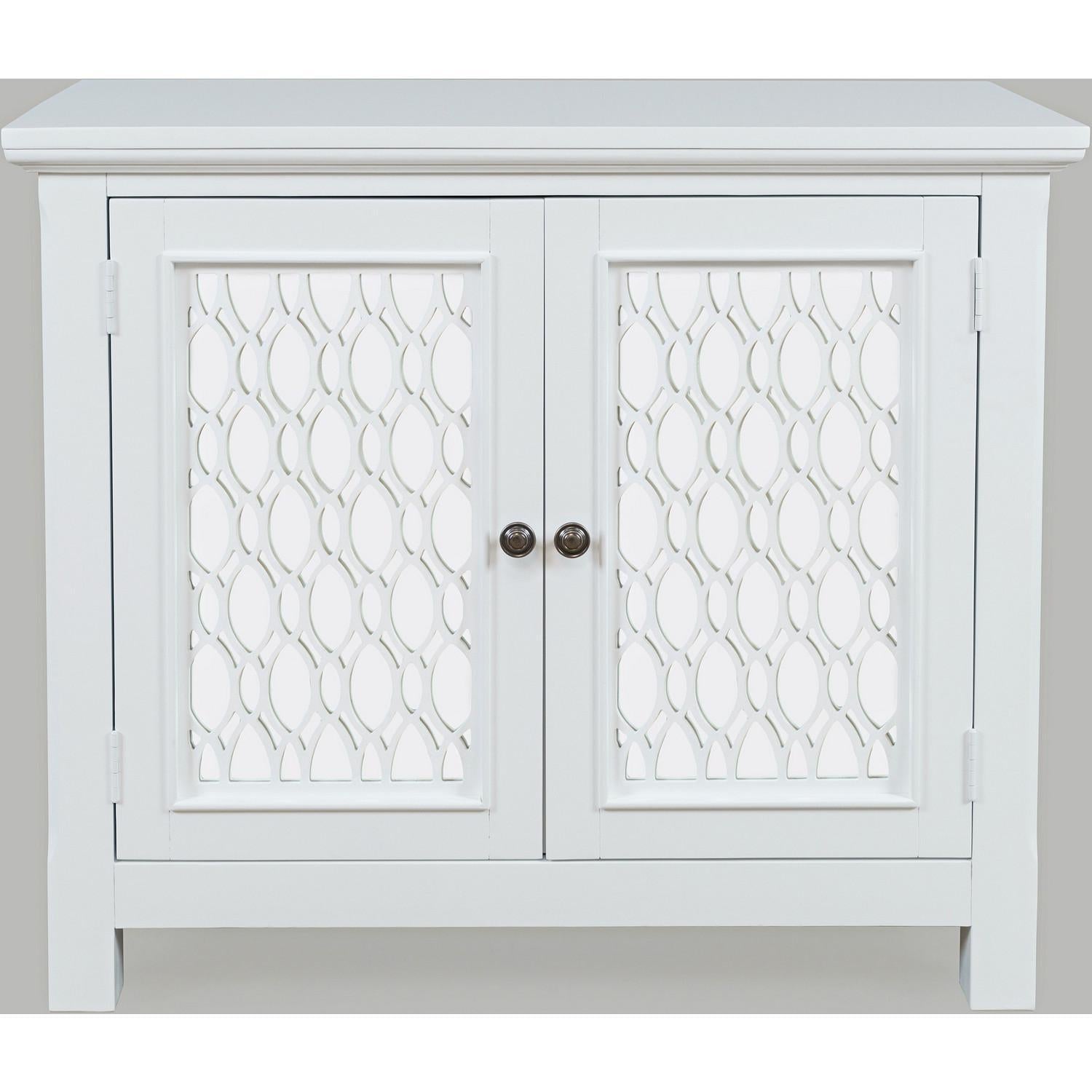 Isabella 38" Accent Cabinet (White Finish Wood & Mirror)
