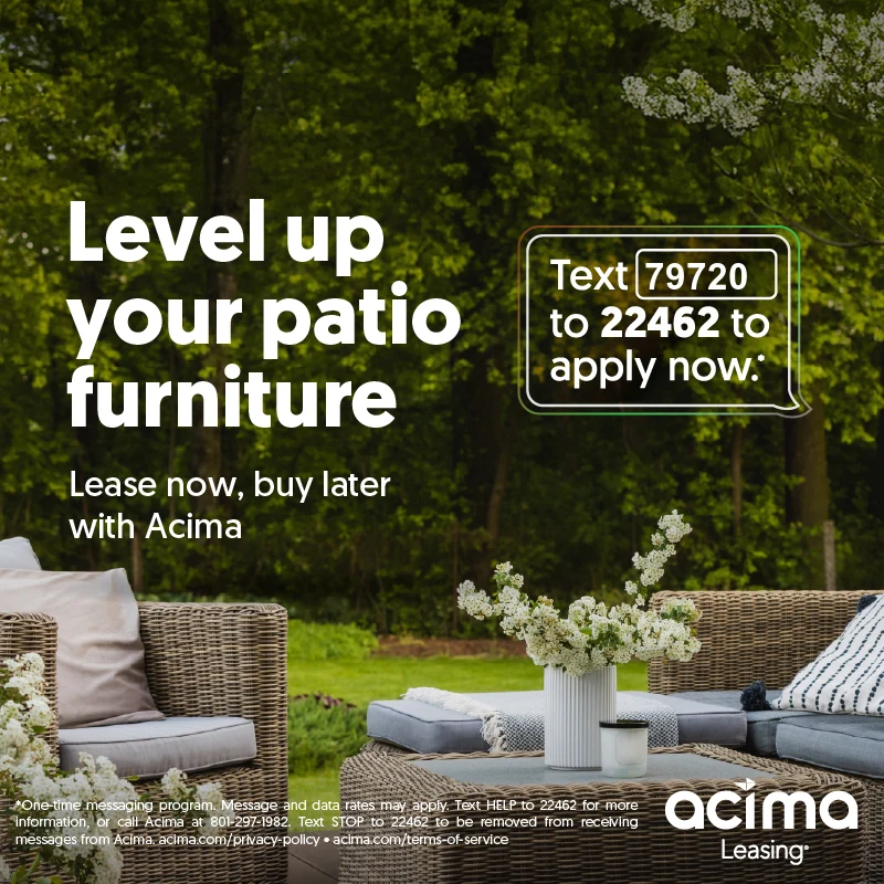 Acima leasing is available. Text 79720 to 22462 to apply.